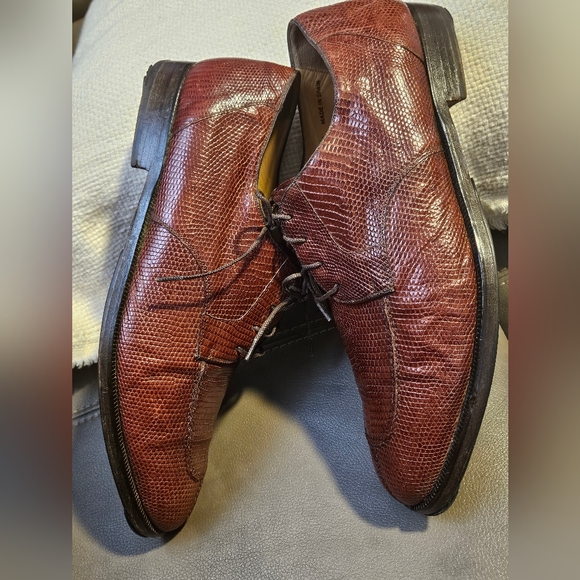 MAGNANNI MEN 5498 OXFORD LEATHER SHOES Size 11m Brown Genuine LIZZARD